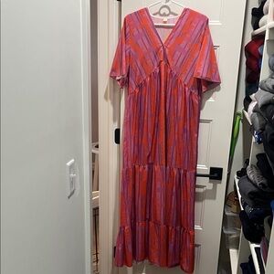 Vibrant Pink/Purple Striped Women's Dress